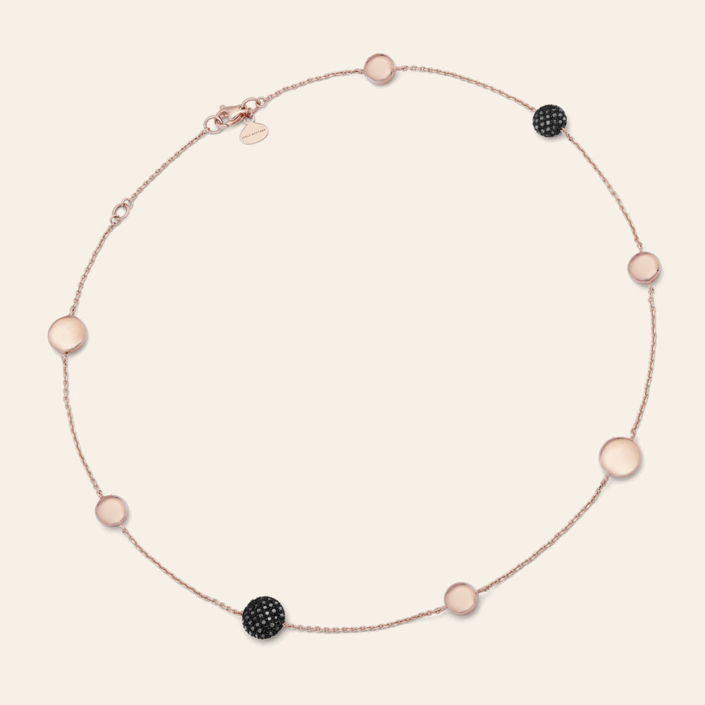 ROSE GOLD COLLIER WITH BLACK DIAMONDS.