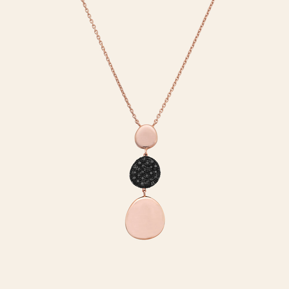 ROSE GOLD PENDANT NECKLACE WITH BLACK DIAMONDS