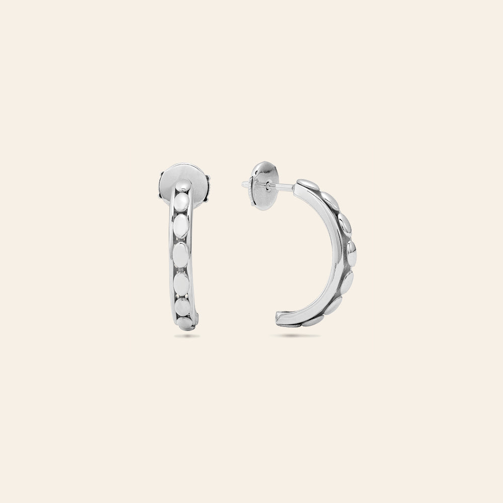 SMALL WHITE GOLD CRESCENT EARRINGS