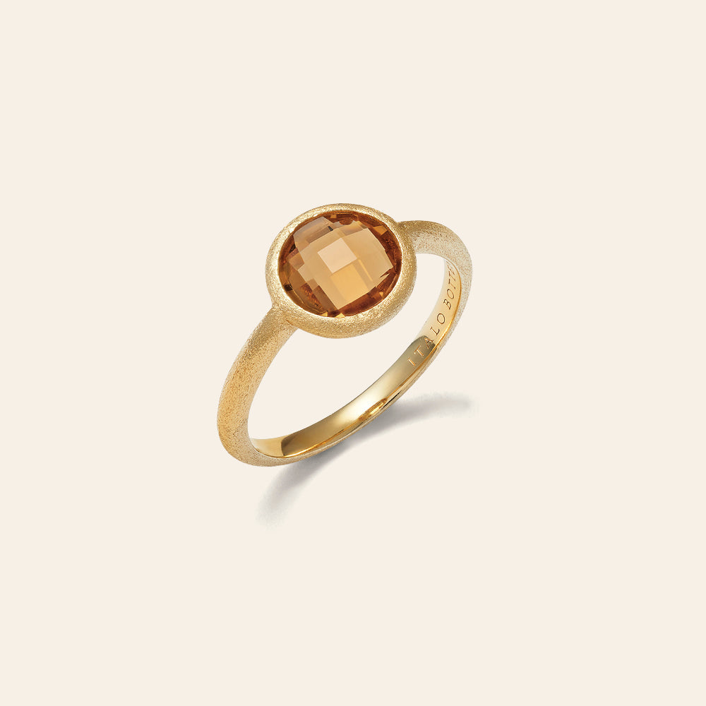 SMALL YELLOW GOLD RING WITH CITRINE