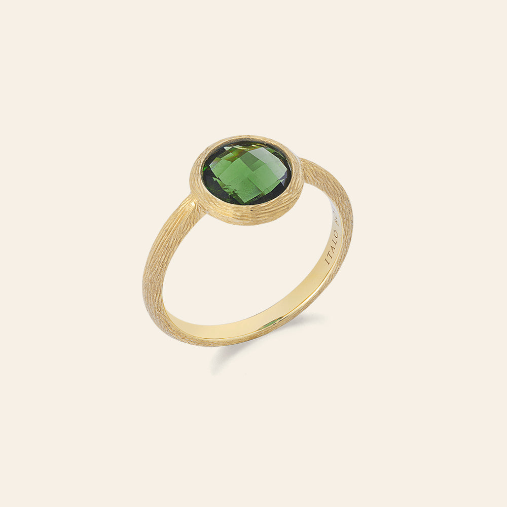 YELLOW GOLD RING WITH GREEN TOURMALINE