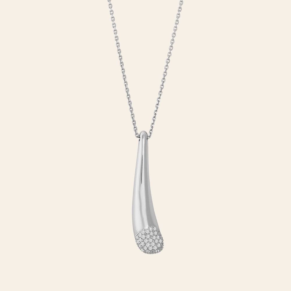 COLLANA PENDENTE GOCCIA ORO BIANCO E DIAMANTI