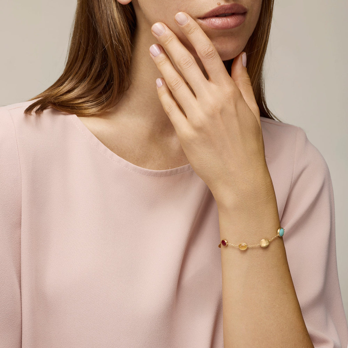 BRACCIALE ORO GIALLO E MIX PIETRE NATURALI