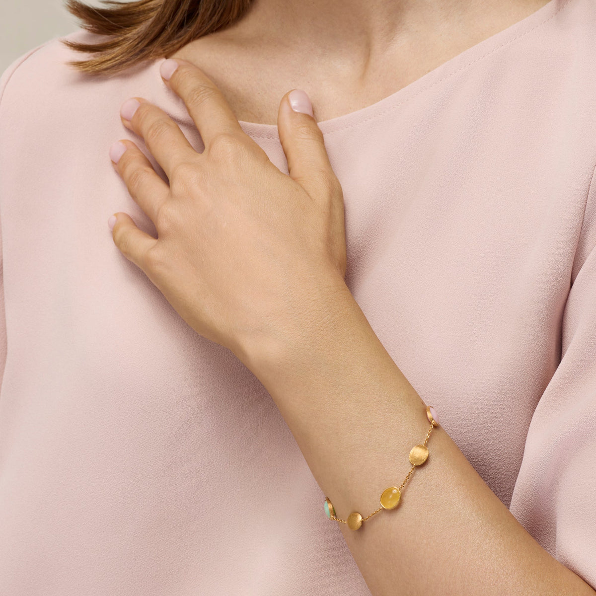 BRACCIALE ORO GIALLO E MIX OPALI E PIETRE NATURALI