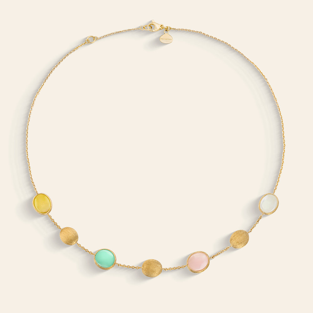 YELLOW GOLD NECKLACE WITH MIXED OPALS AND NATURAL STONES