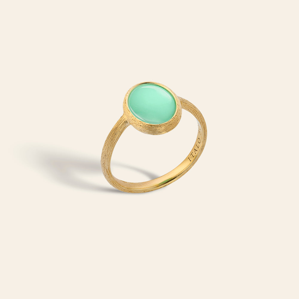 YELLOW GOLD RING WITH GREEN OPAL