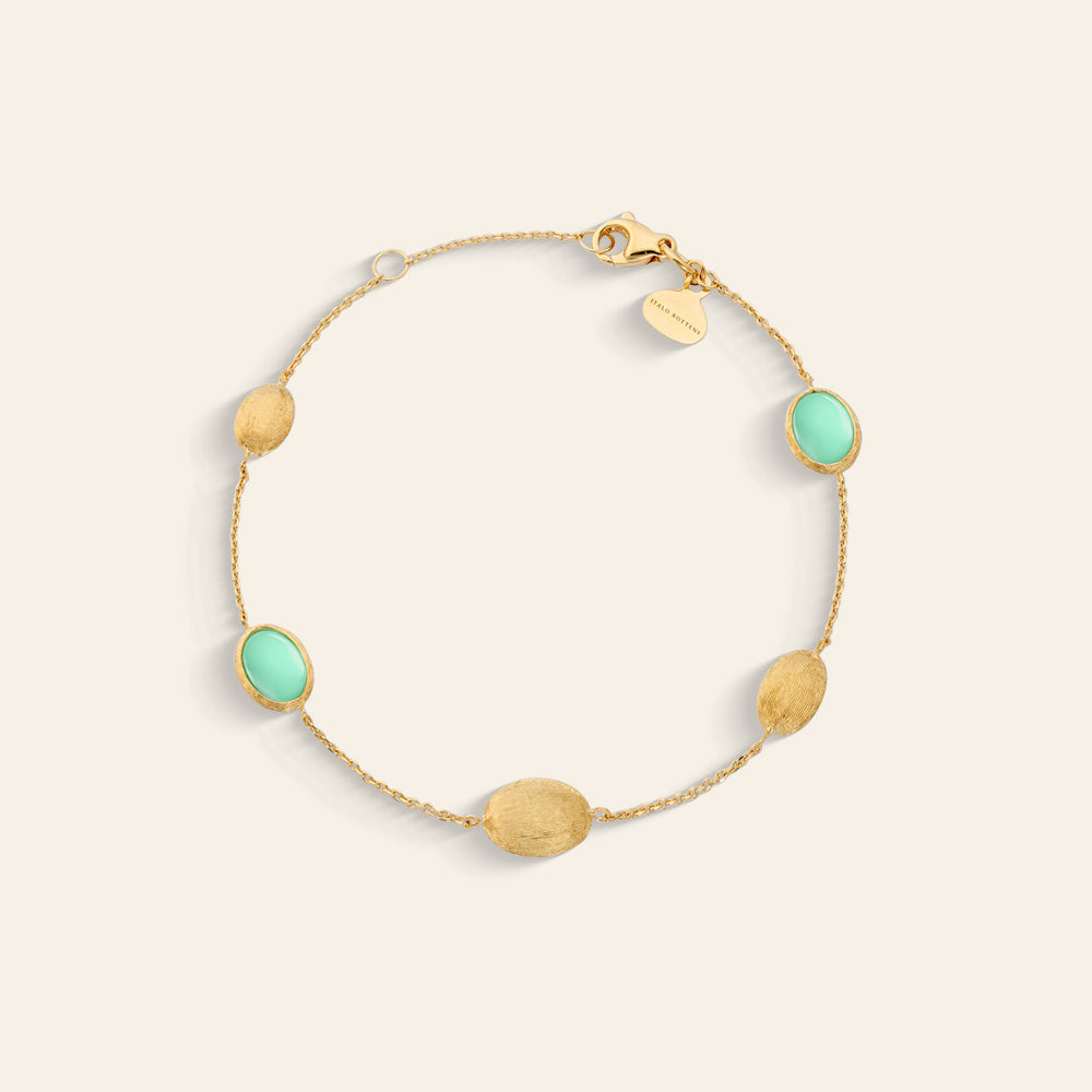 YELLOW GOLD BRACELET WITH GREEN OPALS
