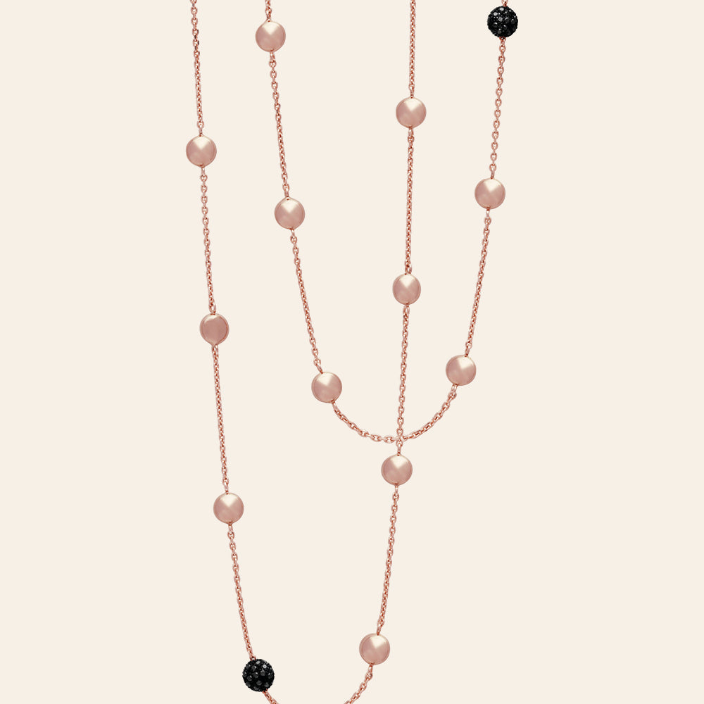 SAUTOIR NECKLACE IN ROSE GOLD WITH BLACK DIAMONDS