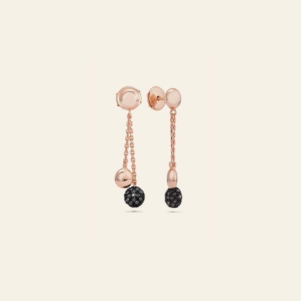 ROSE GOLD DROP EARRINGS WITH BLACK DIAMONDS