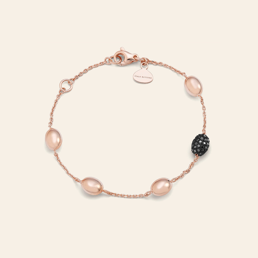 BRACCIALE ORO ROSE' E DIAMANTI NERI