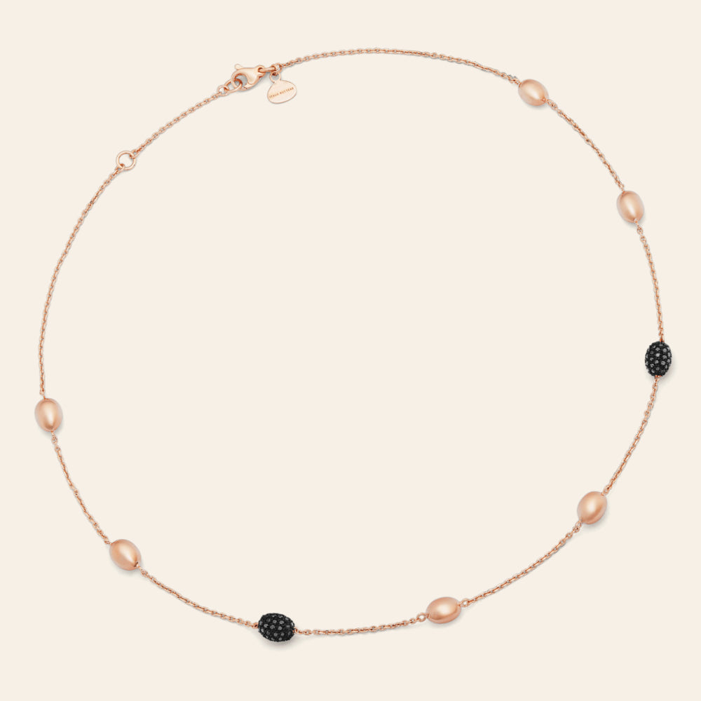 COLLIER ORO ROSE' E DIAMANTI NERI