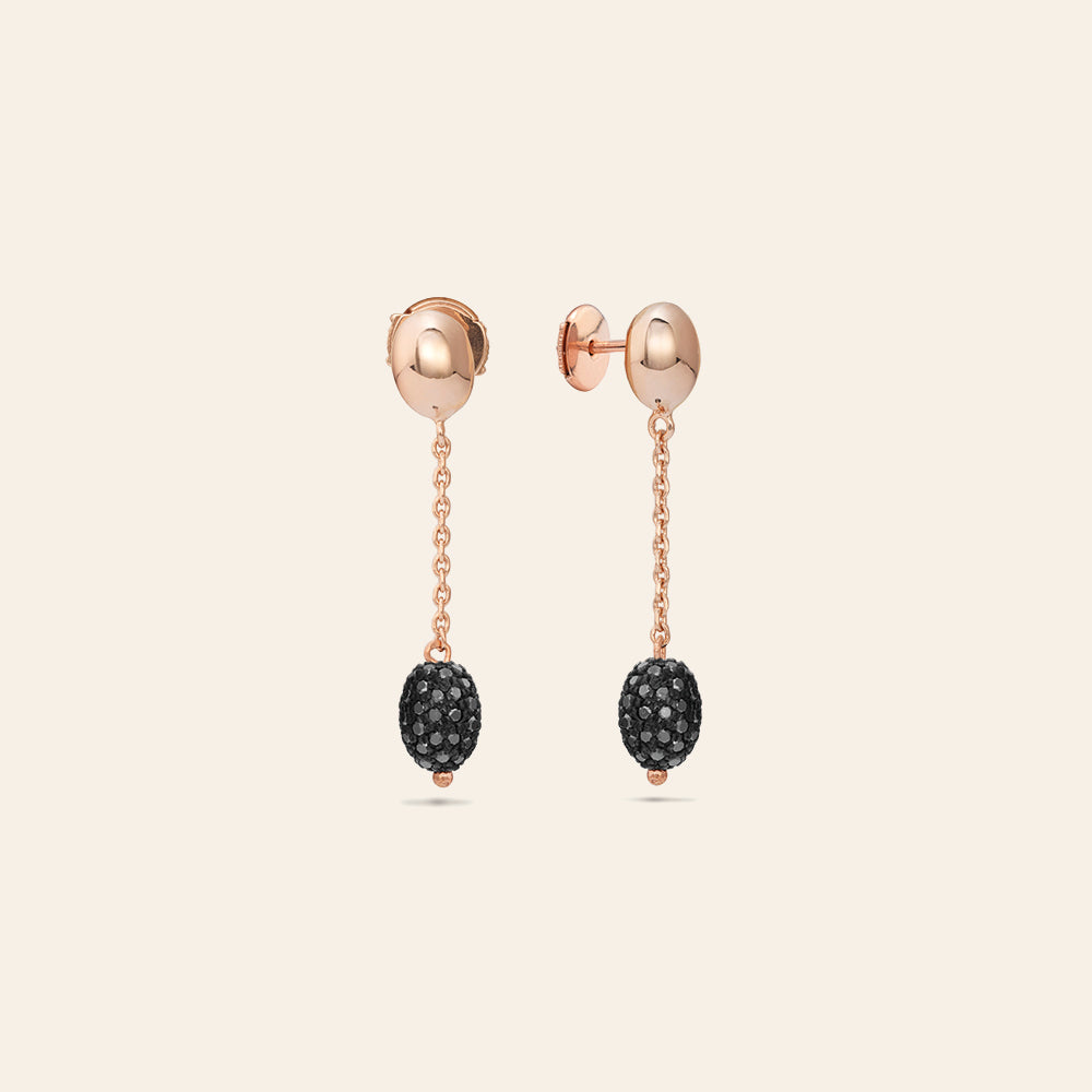 ROSE GOLD DROP EARRINGS WITH BLACK DIAMONDS
