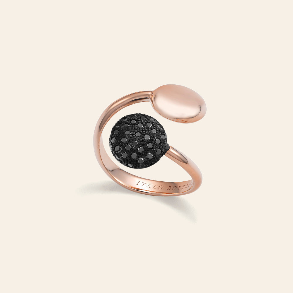 TOI ET MOI ROSE GOLD RING WITH BLACK DIAMONDS
