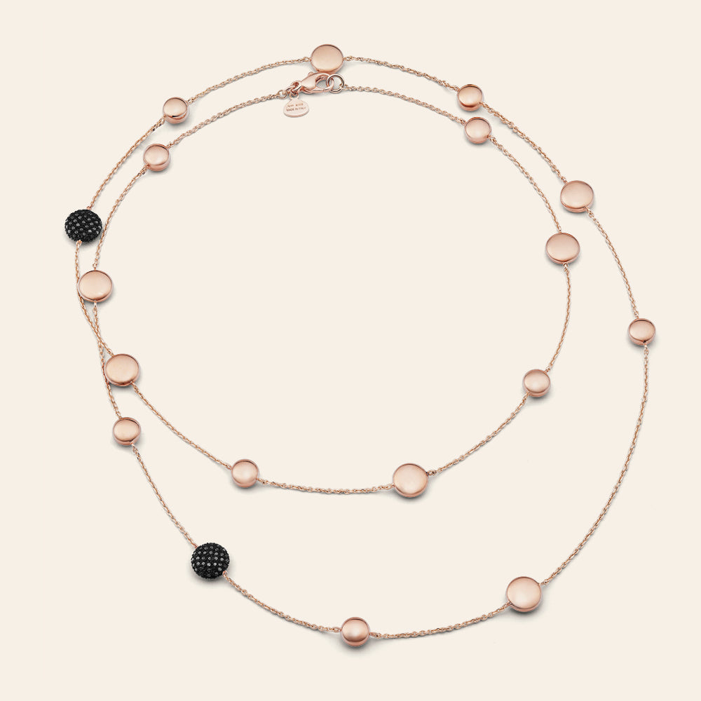 SAUTOIR NECKLACE IN ROSE GOLD WITH BLACK DIAMONDS