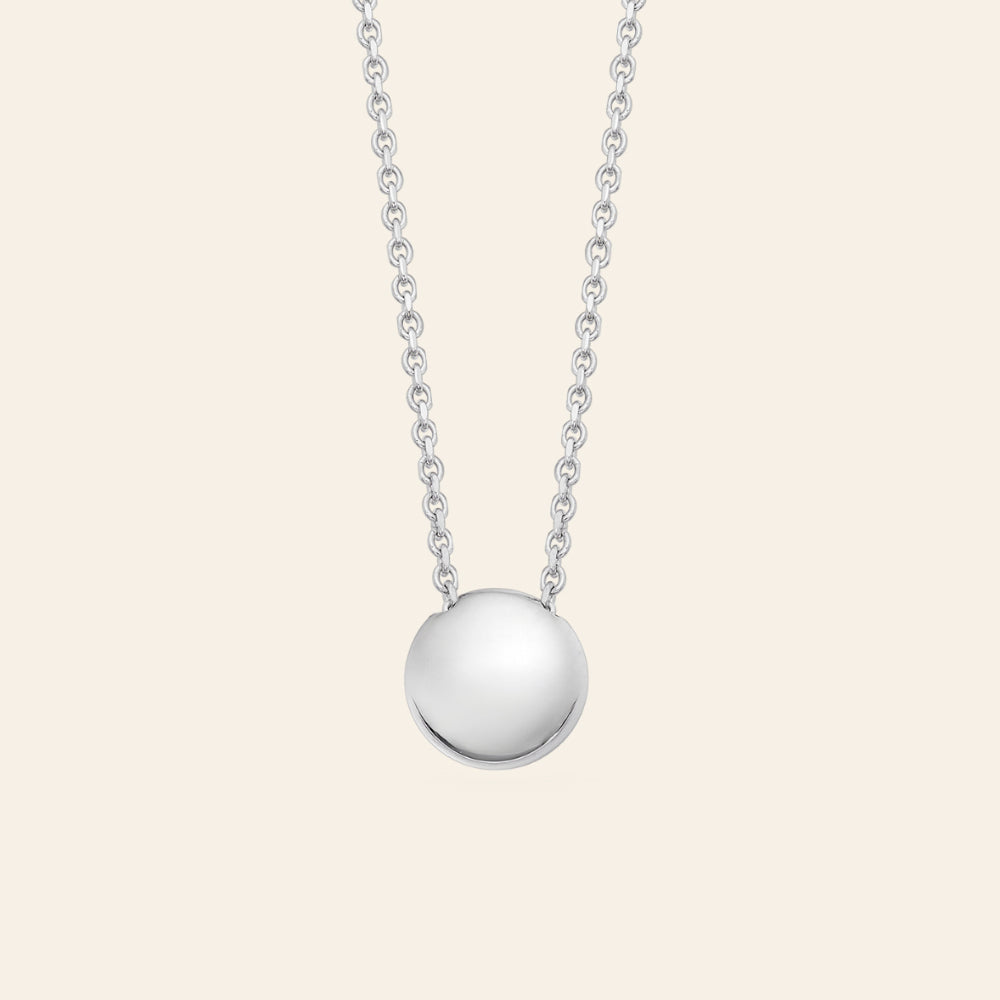 MEDIUM WHITE GOLD PENDANT NECKLACE WITH ROUND ELEMENT