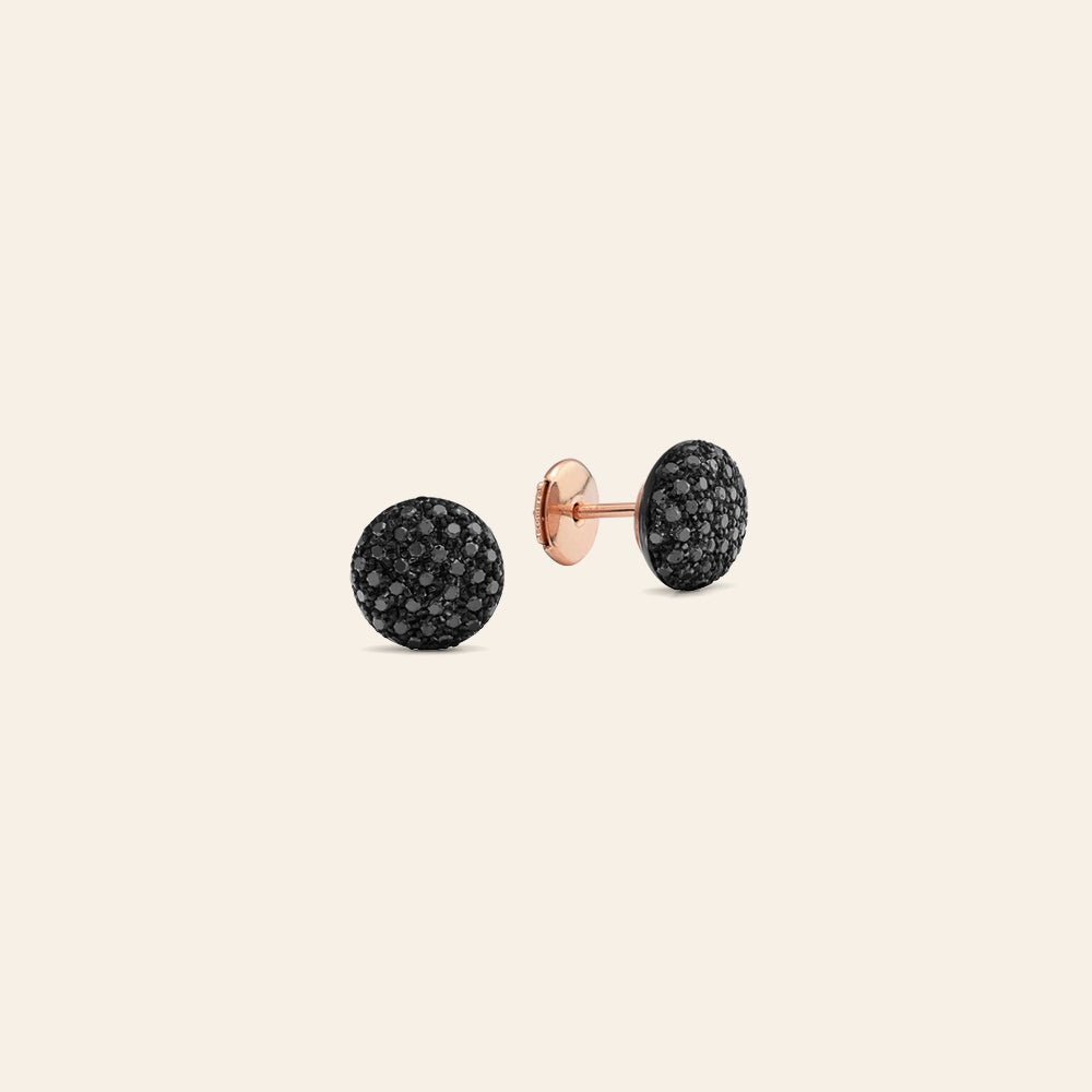 ROSE GOLD STUD EARRINGS WITH BLACK DIAMONDS