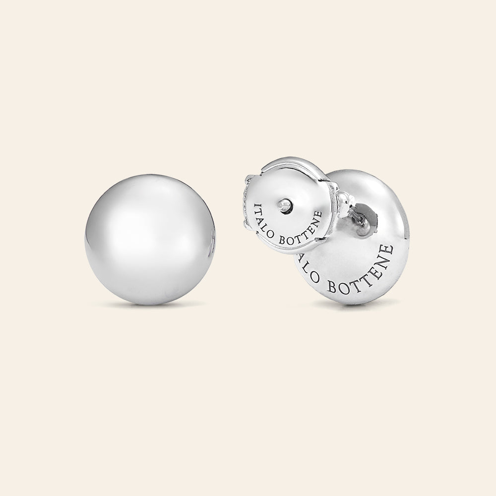 MEDIUM WHITE GOLD STUD EARRINGS WITH ROUND ELEMENT