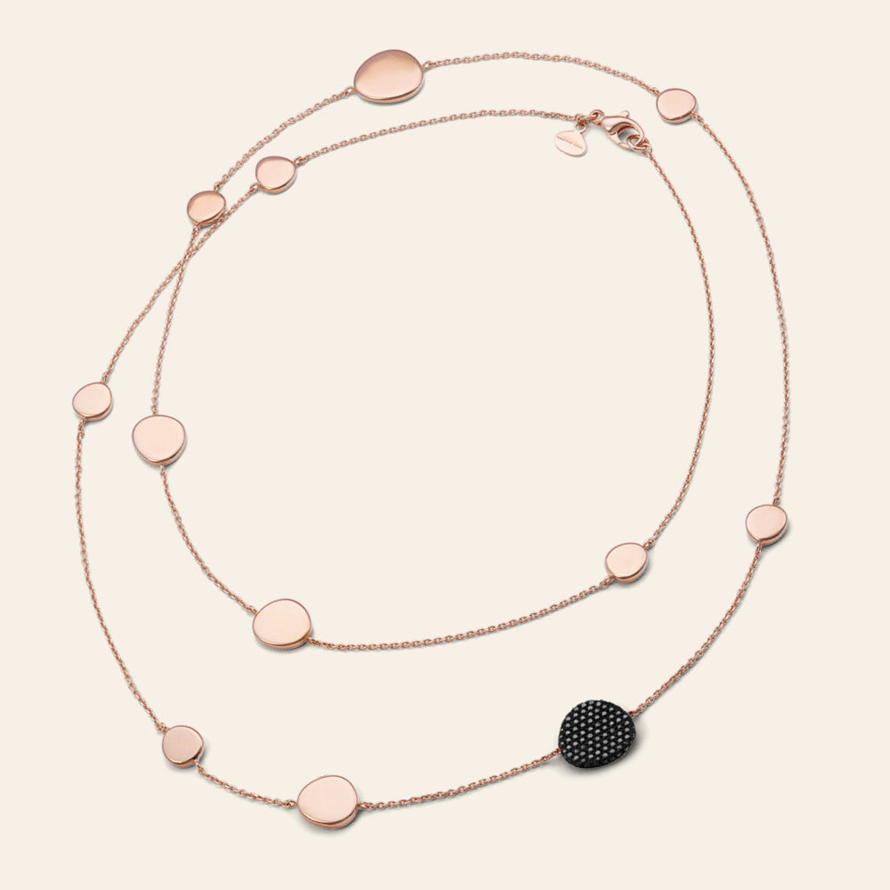 SAUTOIR IN ORO ROSE' E DIAMANTI NERI