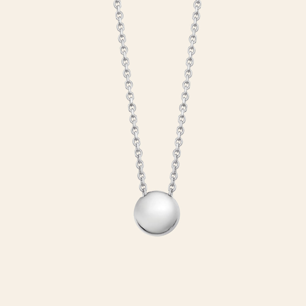 SMALL WHITE GOLD PENDANT NECKLACE WITH ROUND ELEMENT