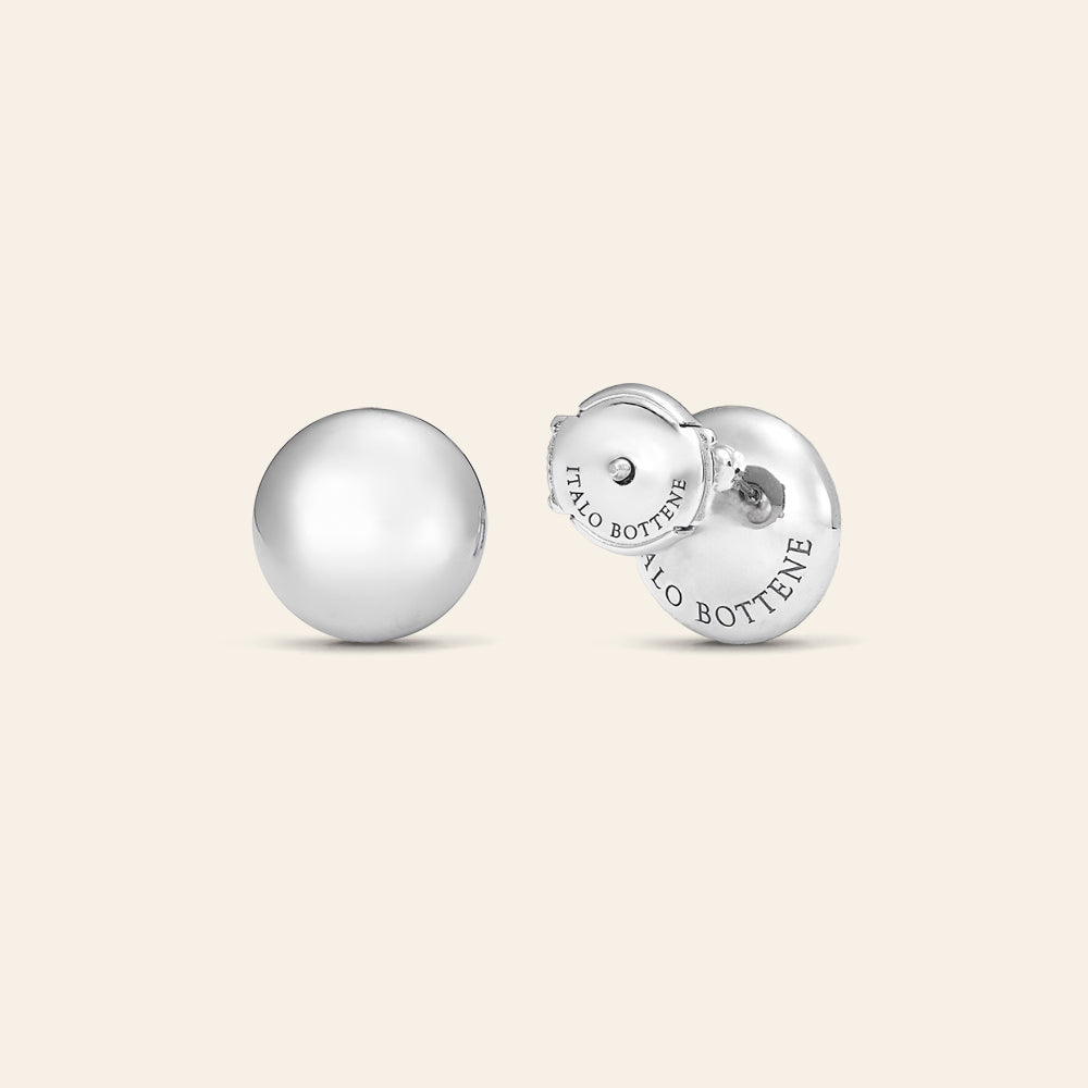 SMALL WHITE GOLD STUD EARRINGS WITH ROUND ELEMENT
