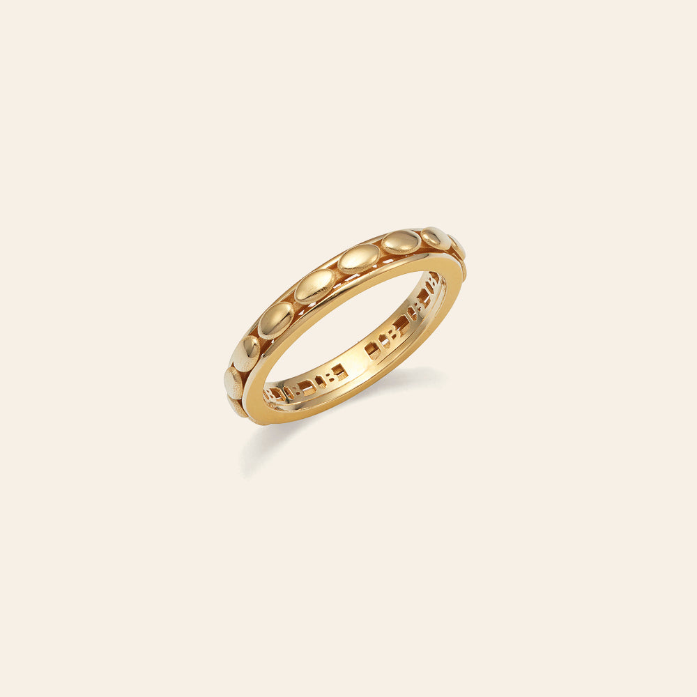 YELLOW GOLD WEDDING BAND RING WITH SMALL BEAD
