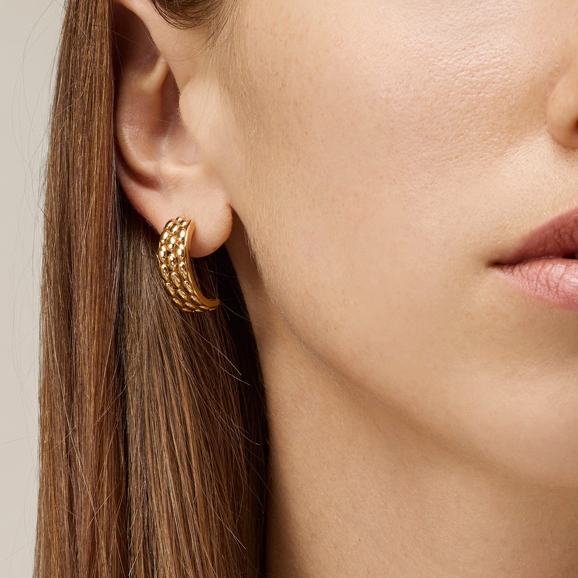 LARGE YELLOW GOLD CRESCENT EARRINGS