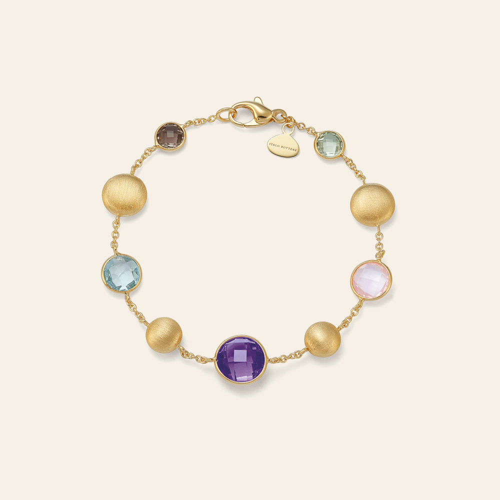 YELLOW GOLD BRACELET WITH MIXED NATURAL STONES