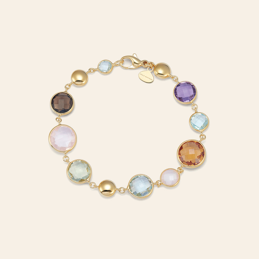 YELLOW GOLD BRACELET WITH NATURAL STONES