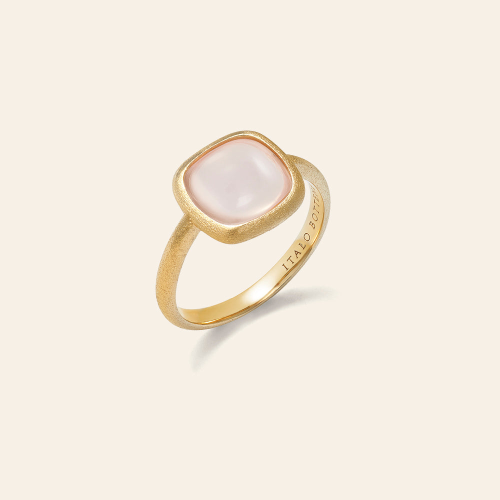 YELLOW GOLD RING WITH ROSE QUARTZ