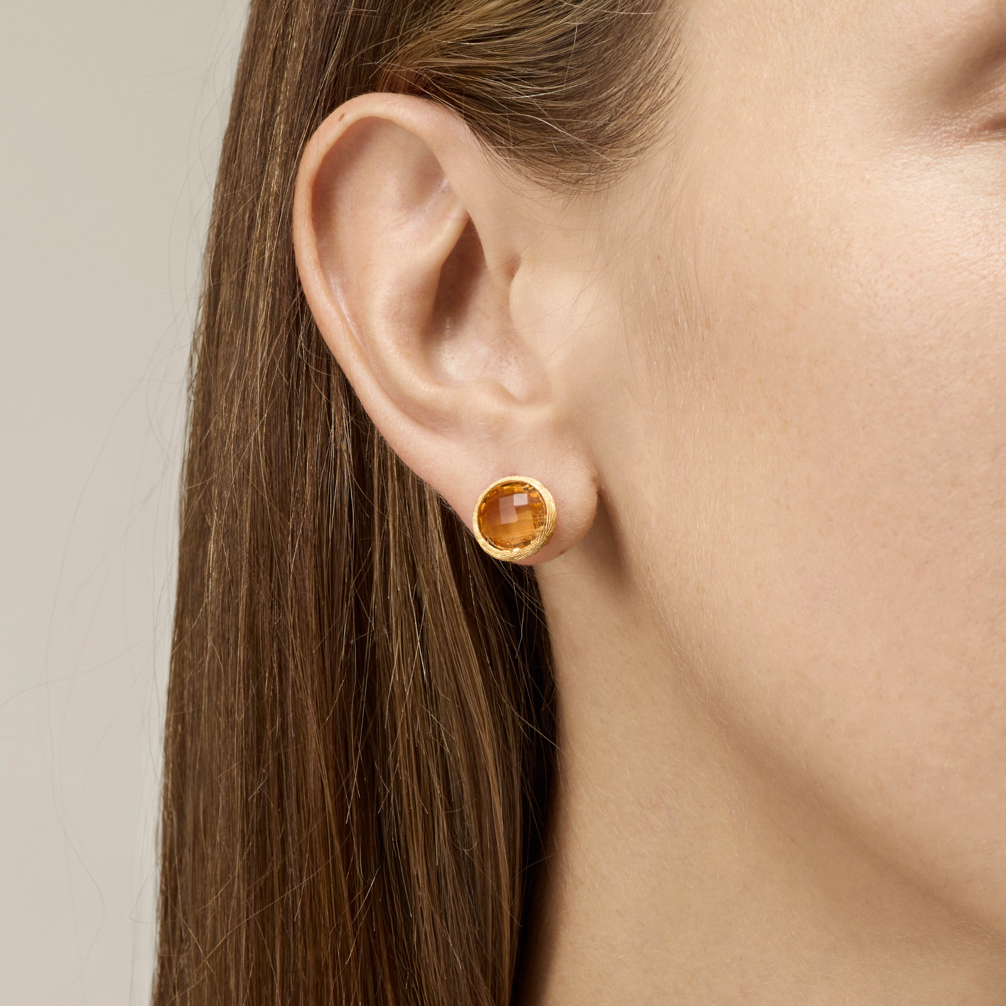 MEDIUM YELLOW GOLD STUD EARRINGS WITH CITRINES