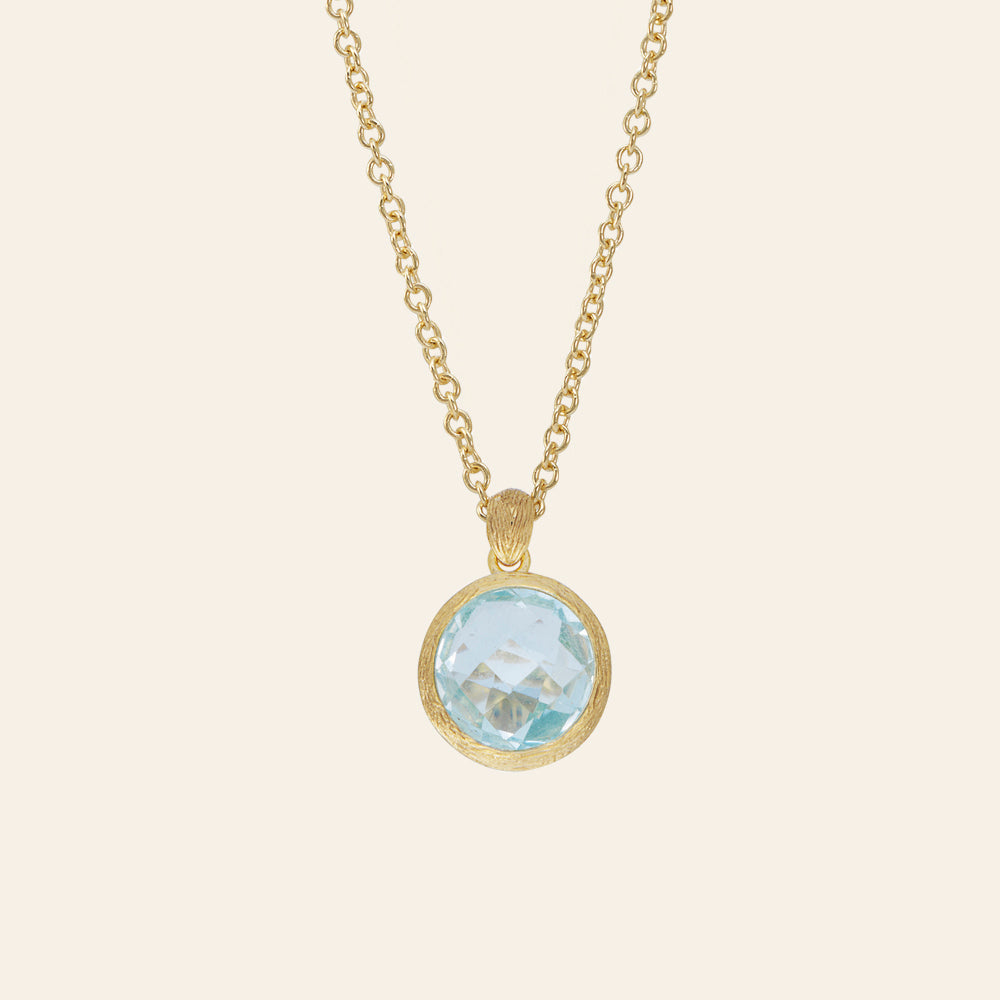COLLANA ORO GIALLO PENDENTE TOPAZIO AZZURRO
