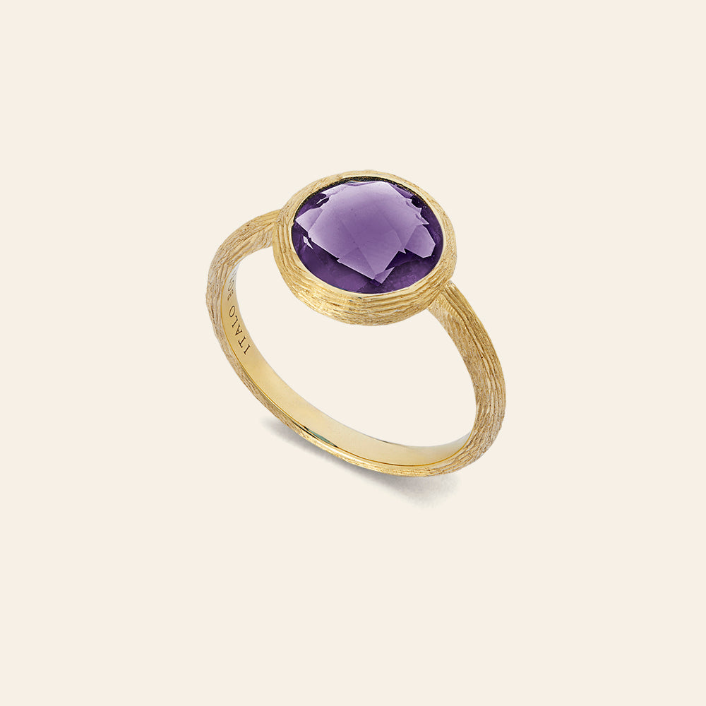 ANELLO ORO GIALLO E AMETISTA, MODELLO MEDIO