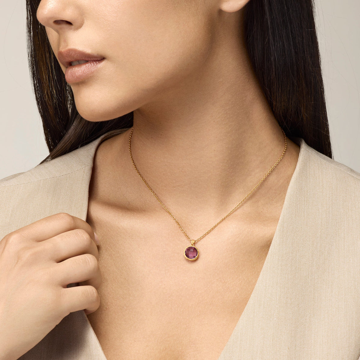 COLLANA ORO GIALLO PENDENTE AMETISTA