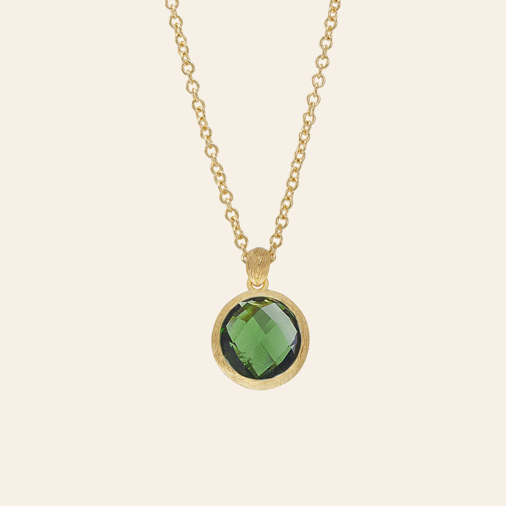 COLLANA ORO GIALLO PENDENTE TORMALINA VERDE