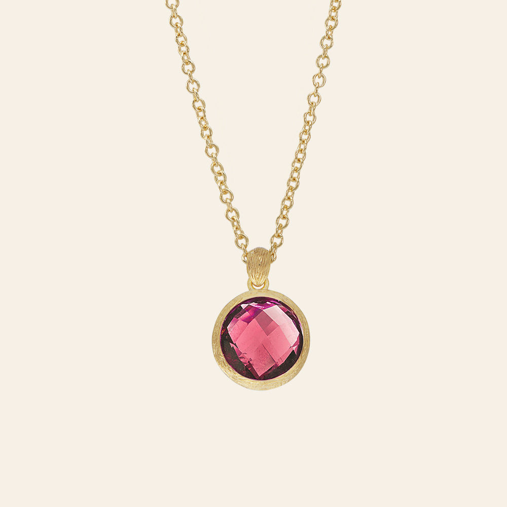 COLLANA ORO GIALLO PENDENTE TORMALINA ROSA