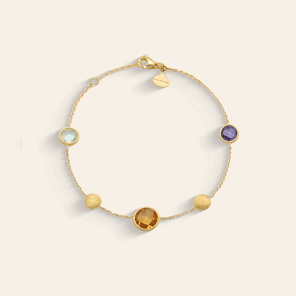 YELLOW GOLD BRACELET WITH NATURAL STONES