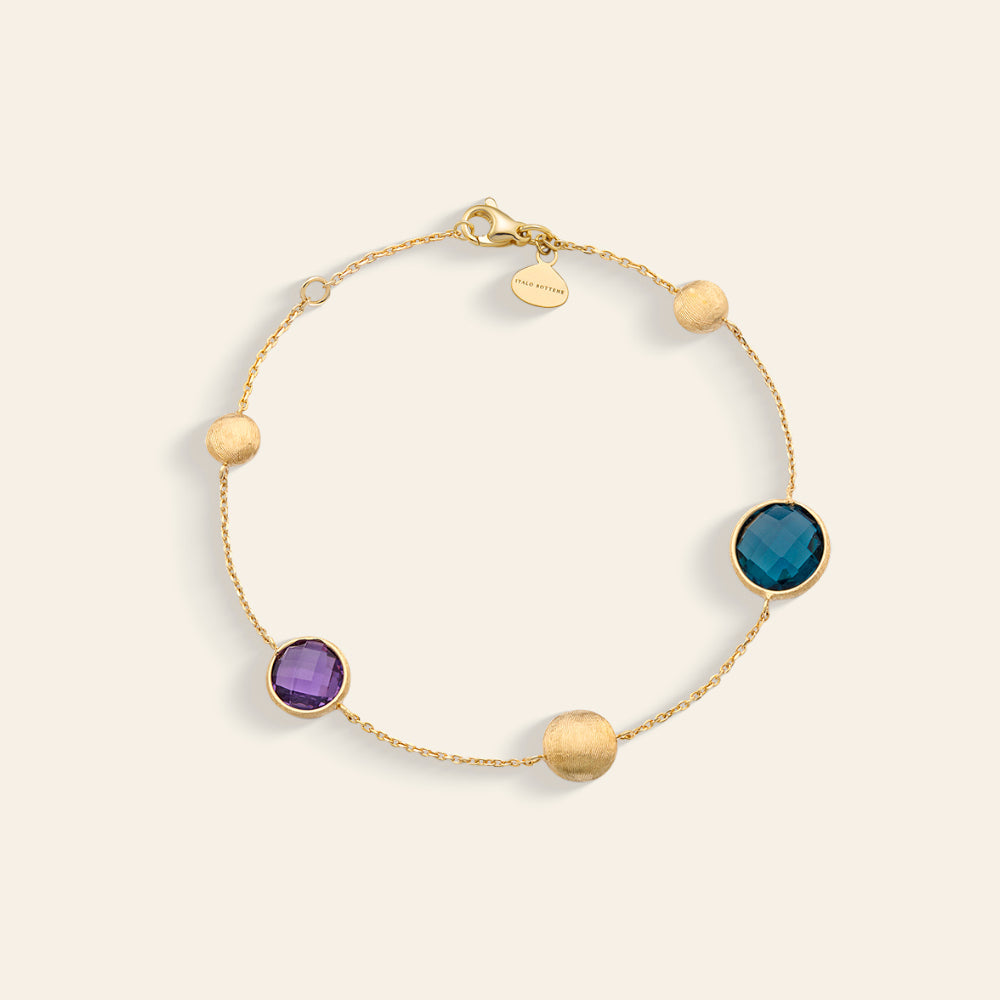 YELLOW GOLD BRACELET WITH NATURAL STONES