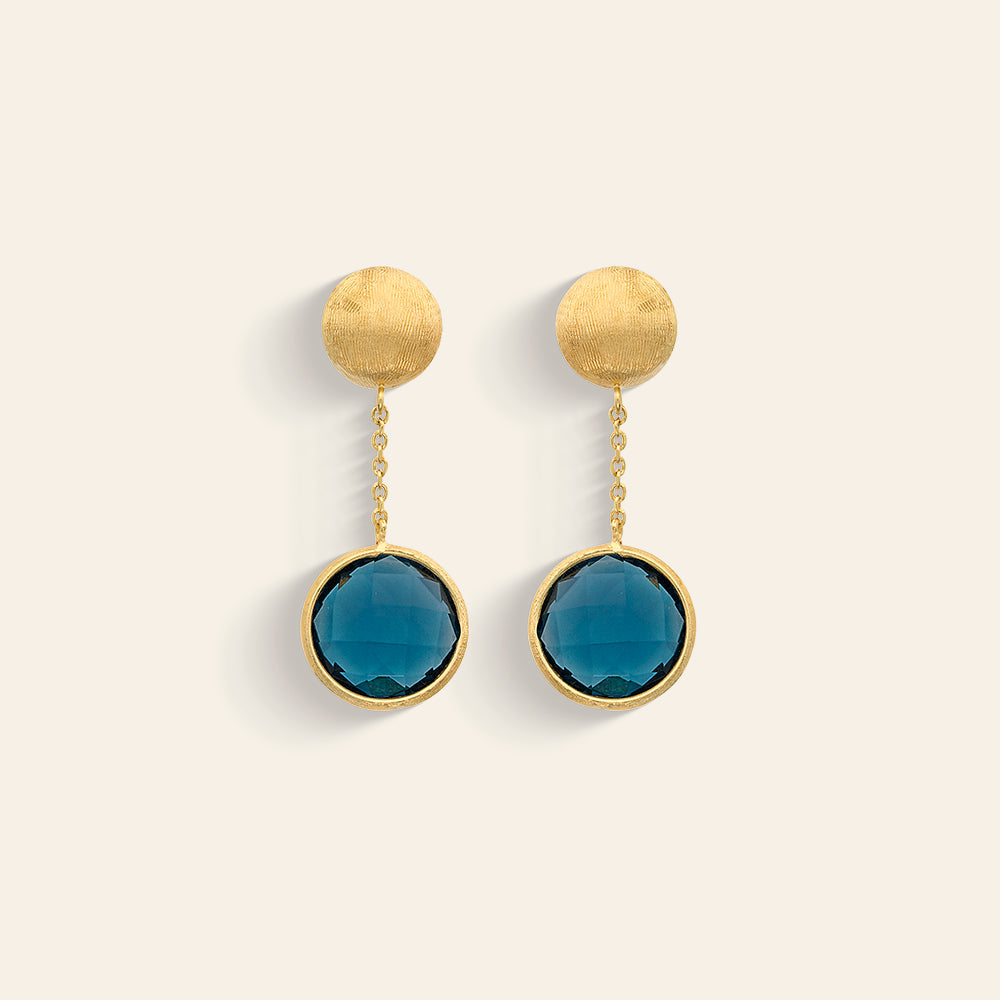 ORECCHINI PENDENTI ORO GIALLO E TOPAZI BLUE LONDON