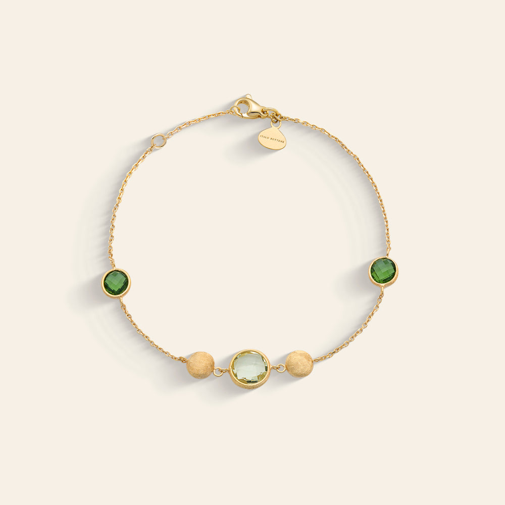BRACCIALE ORO GIALLO TORMALINE E PRASIOLITE