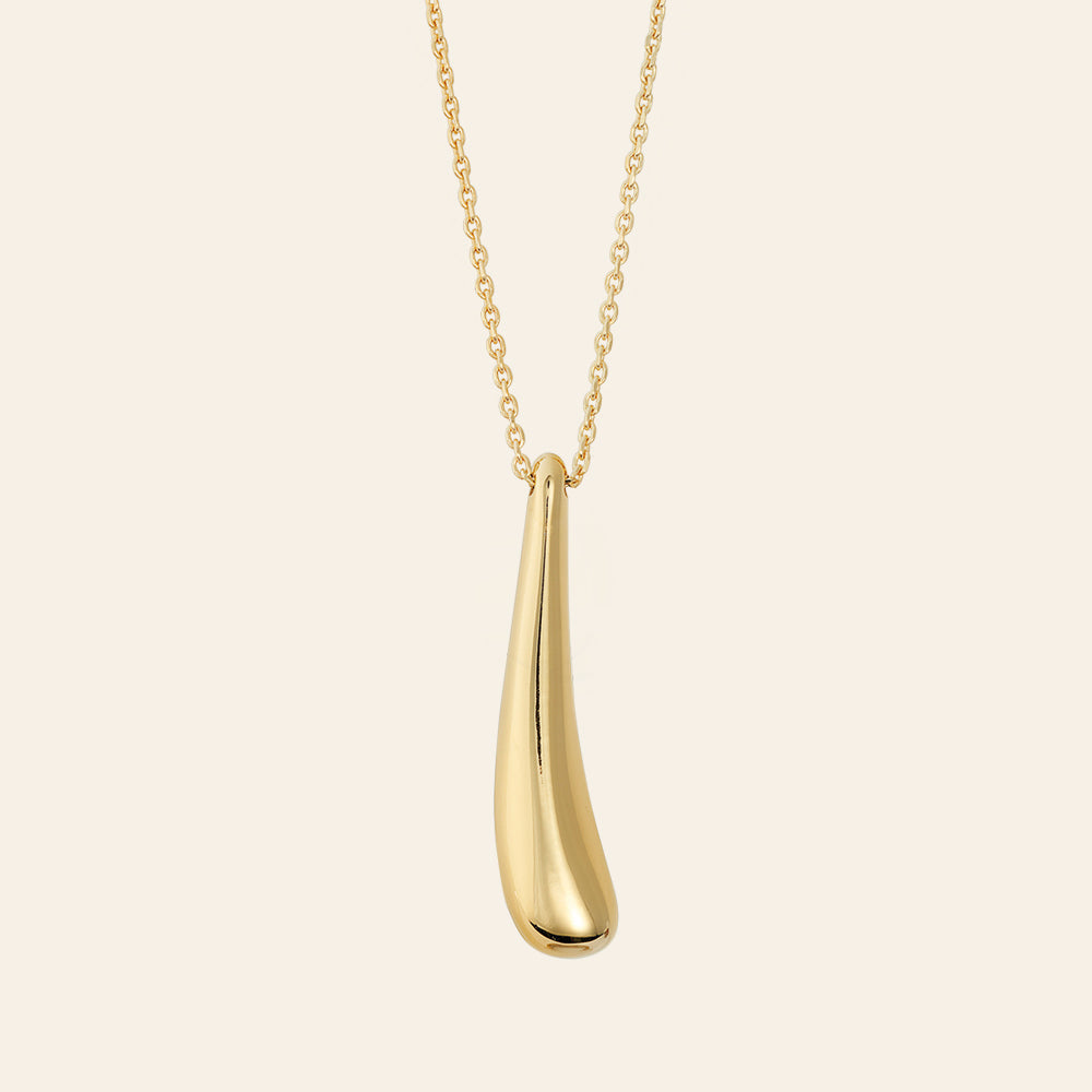 YELLOW GOLD DROP PENDANT NECKLACE