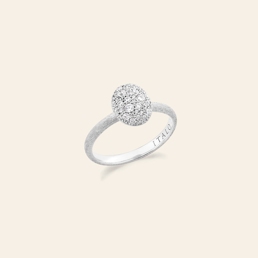 MEDIUM WHITE GOLD RING WITH OVAL PAVÉ DIAMONDS