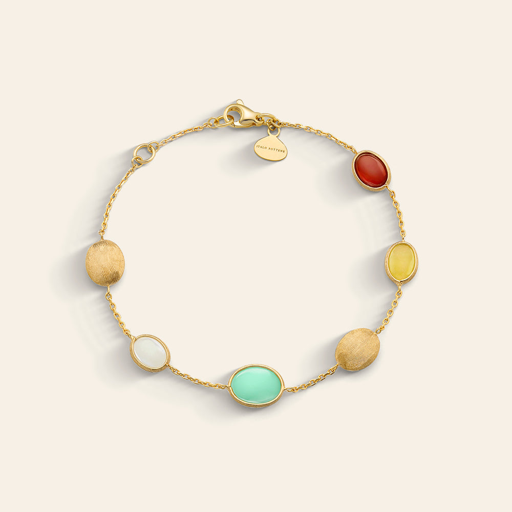BRACCIALE ORO GIALLO E MIX PIETRE NATURALI