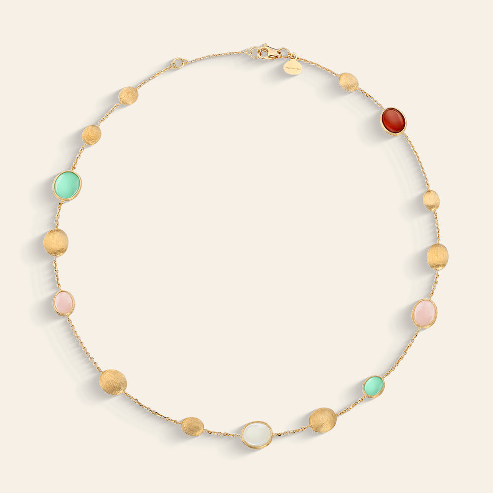 YELLOW GOLD NECKLACE WITH MIXED OPALS AND NATURAL STONES