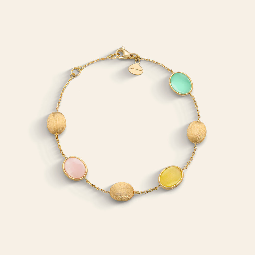 BRACCIALE ORO GIALLO E MIX OPALI E PIETRE NATURALI
