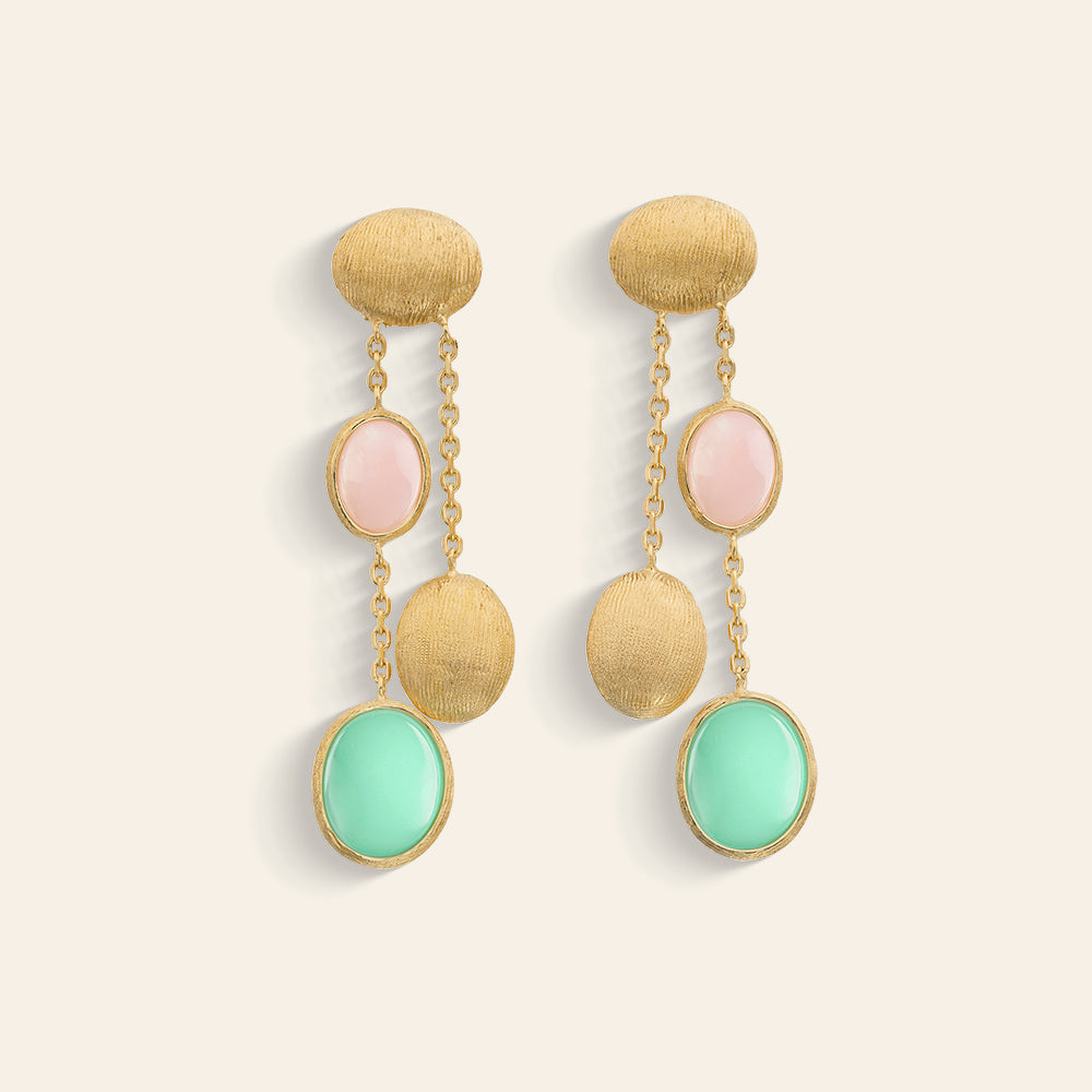 YELLOW GOLD CHANDELIER EARRINGS WITH OPALS